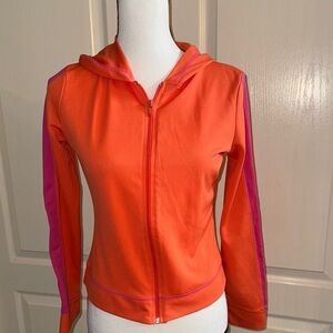 JUNIORS - Orange and Pink Zip-Up Hoodie - Size Medium